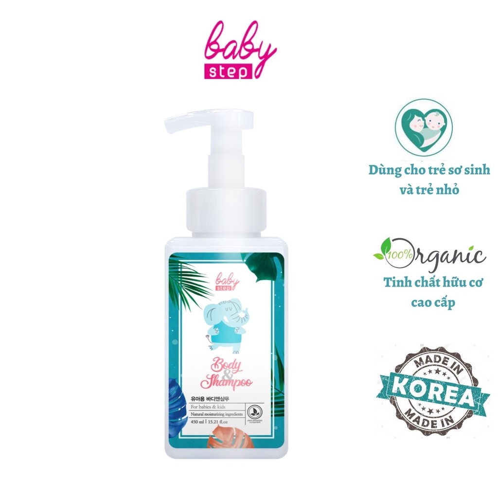 Sữa tắm gội cho bé Hàn Quốc Baby Step hoàn toàn từ thiên nhiên dung tích 450ml BSTEP2