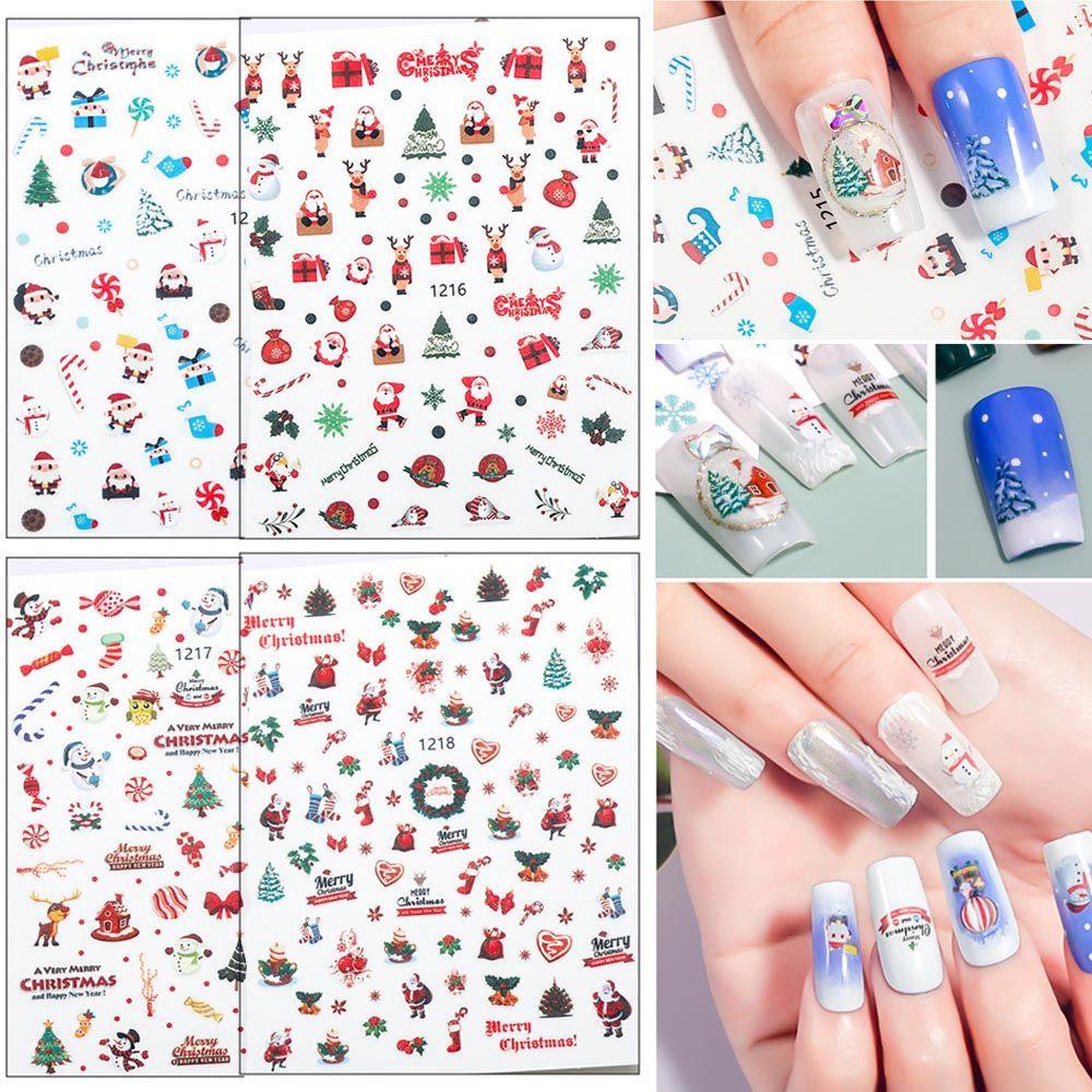 Miếng Dán Trang Trí Móng Tay Họa Tiết Giáng Sinh Xinh Xắn
