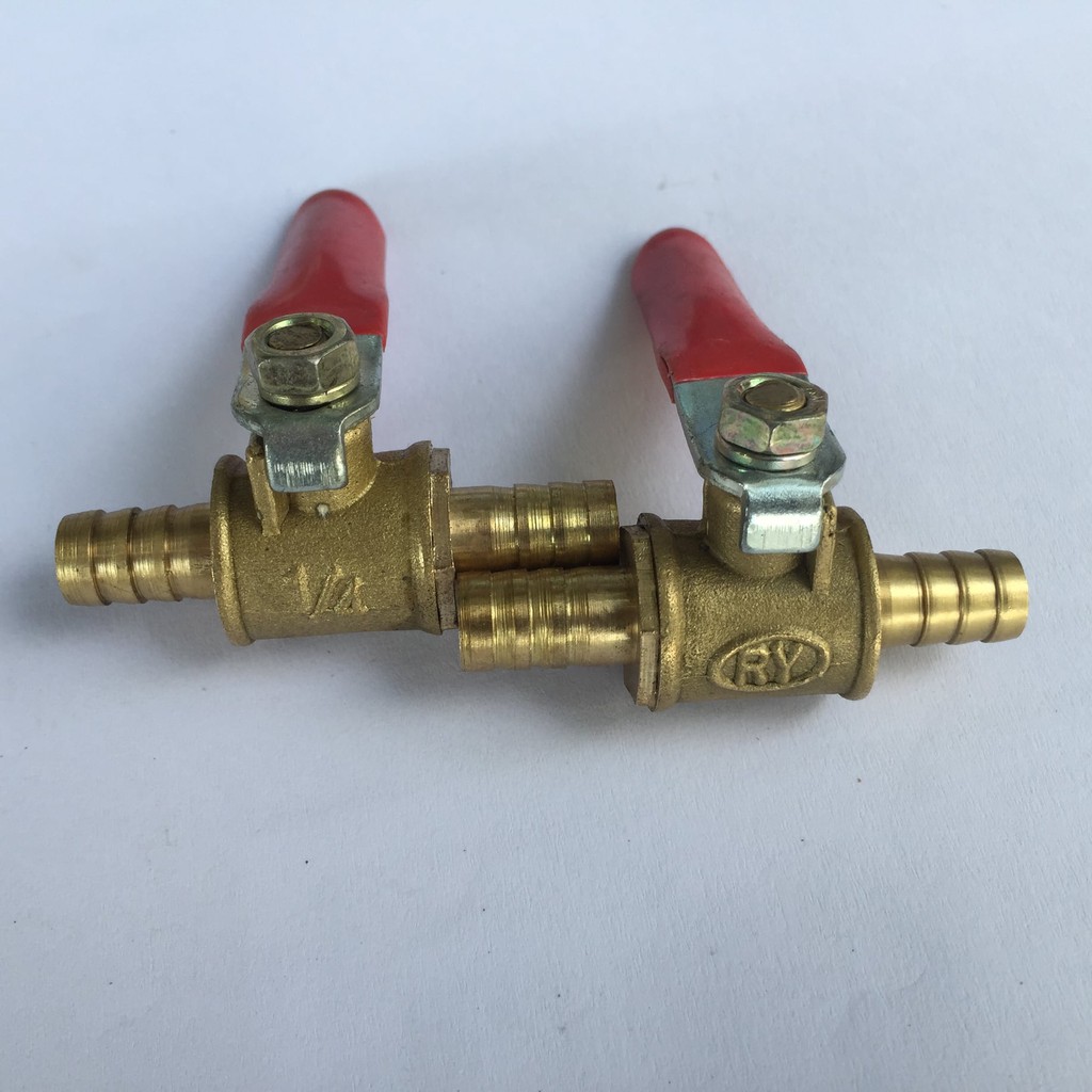 2 chiếc van đồng khóa nước 1/4 hai đầu cắm ống mềm 8mm