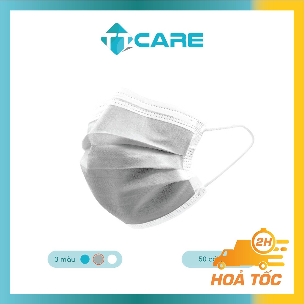 [Hộp 50 cái] Khẩu Trang Y Tế 4 Lớp Chính Hãng TT CARE / Nhiều Màu