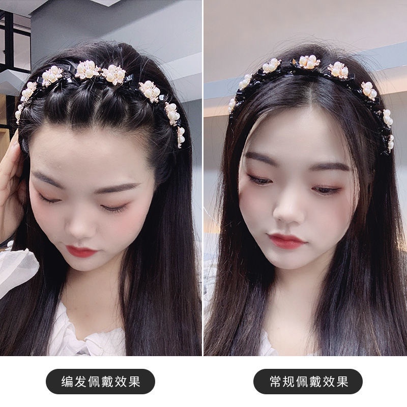 Pearl Headband Braided Bangs Hair Patch Artifact for a Lazy South Korea Sweet Hair Pin Internet Celebrity2021Years of the New