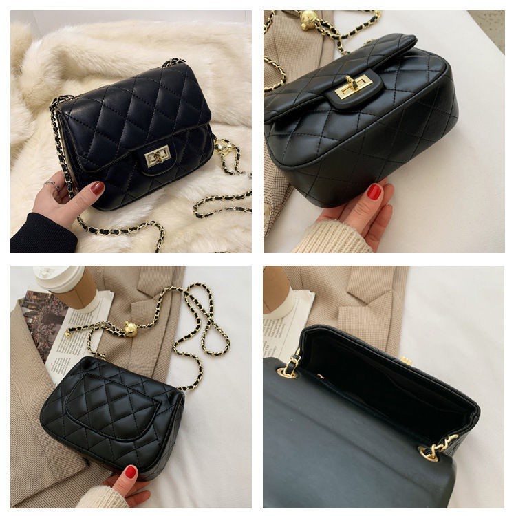 XIAOXIANGFENG Golden Ball Bag 2021 New Fashion Small Ck Women's Bag All-Match Rhombus Chain Bag Fashion Shoulder Bag