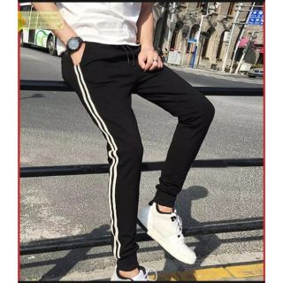 Quần thun nỉ nam viền 2 sọc bo dệt