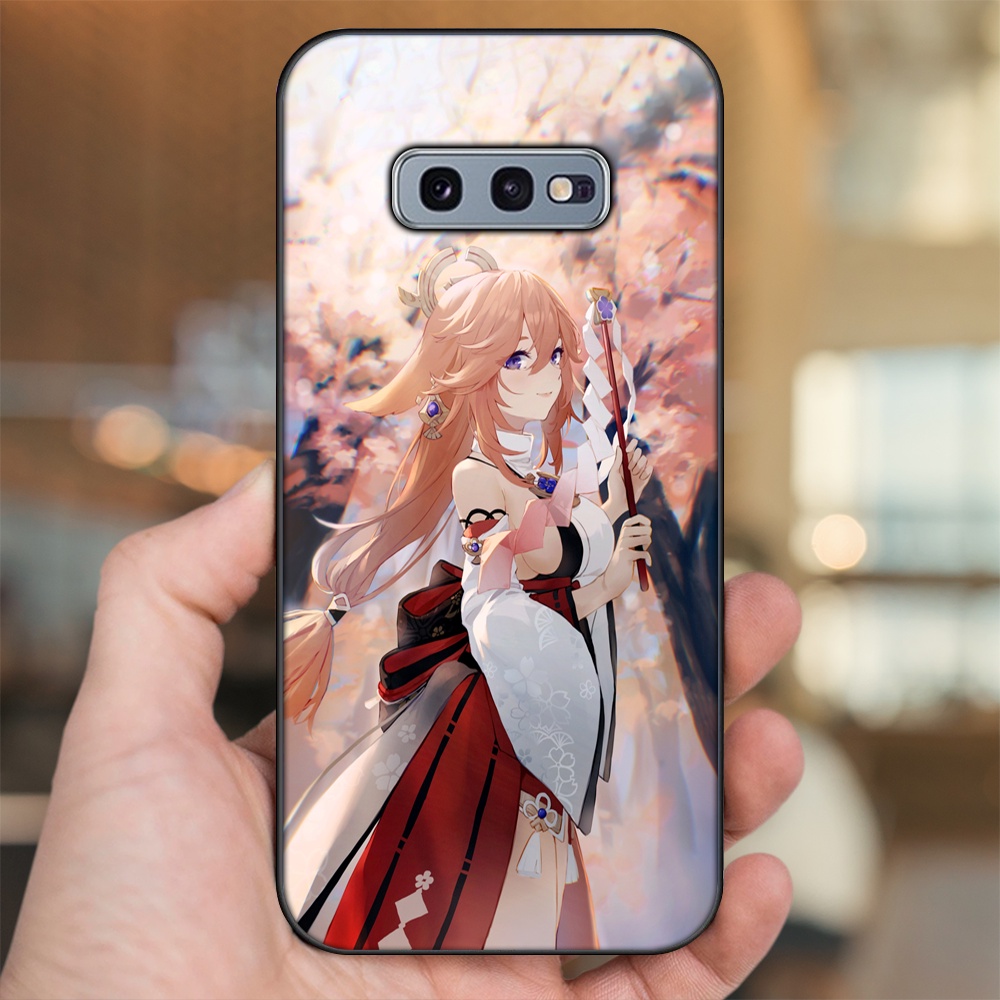 Ốp lưng Samsung S10e viền đen in hình Yae Miko Genshin Impact