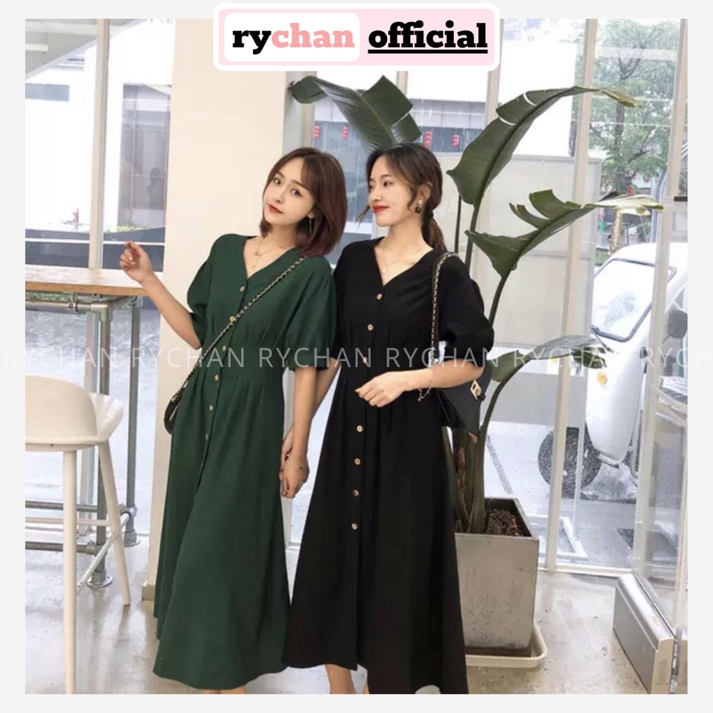 Đầm Xoè Mdi Sơ Mi Cổ V 2 Màu - DX315