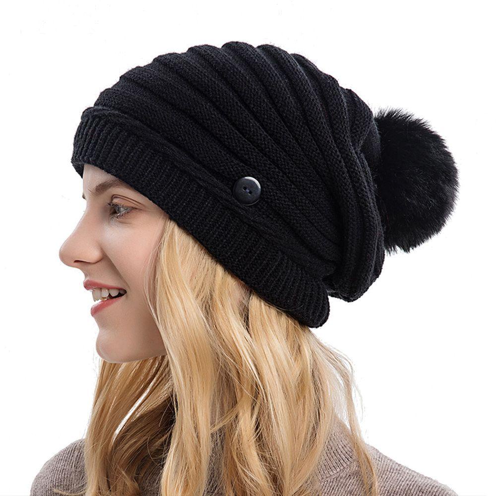 Yve Mũ Beanie Dệt Kim Co Giãn Màu Trơn Thời Trang Cho Nam / Nữ