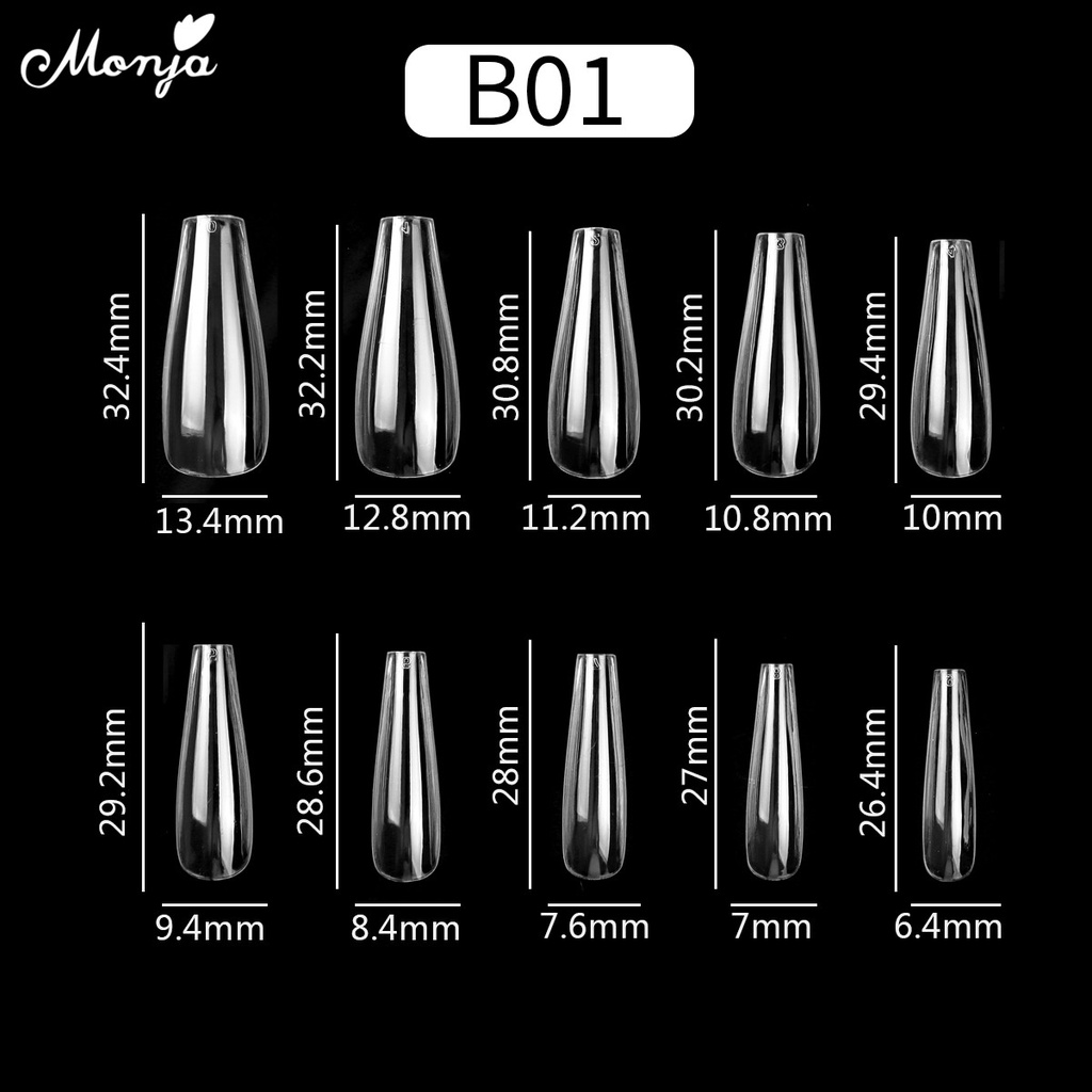 MONJA Bộ 100 Hoặc 120 Móng Tay Giả Trong Suốt Mờ Siêu Mỏng