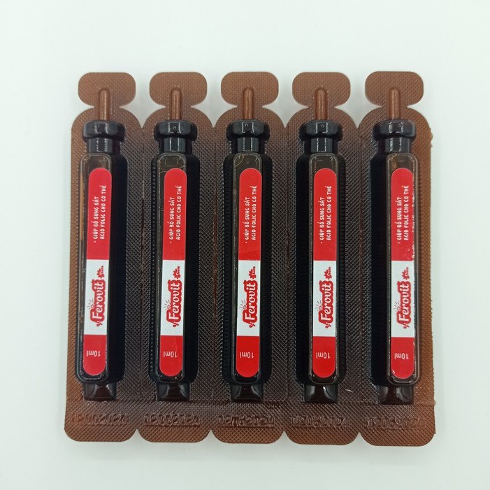 Siro FEROVIT Huta bổ sung sắt, acid folic cho bà bầu, vị dưa gang, không nóng, không táo bón hộp 20 ống