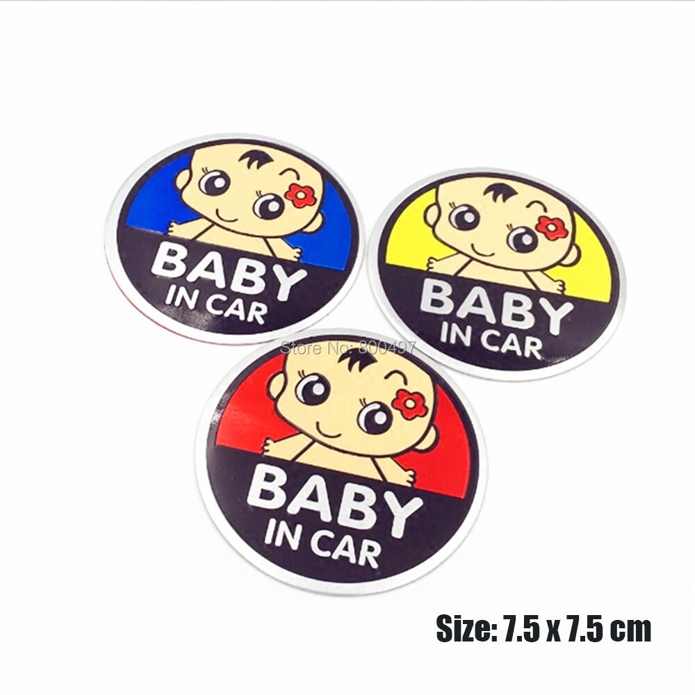 Tem Nhôm Dạng Tròn Dán Xe Ô Tô Chữ Baby In Car