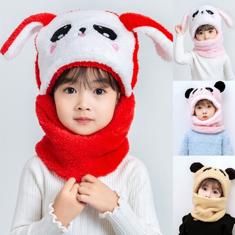Orangesea Panda Bunny Ears Balaclava Chống Gió Mùa Đông Sang Trọng Trượt Tuyết Mặt Mũ Beanie