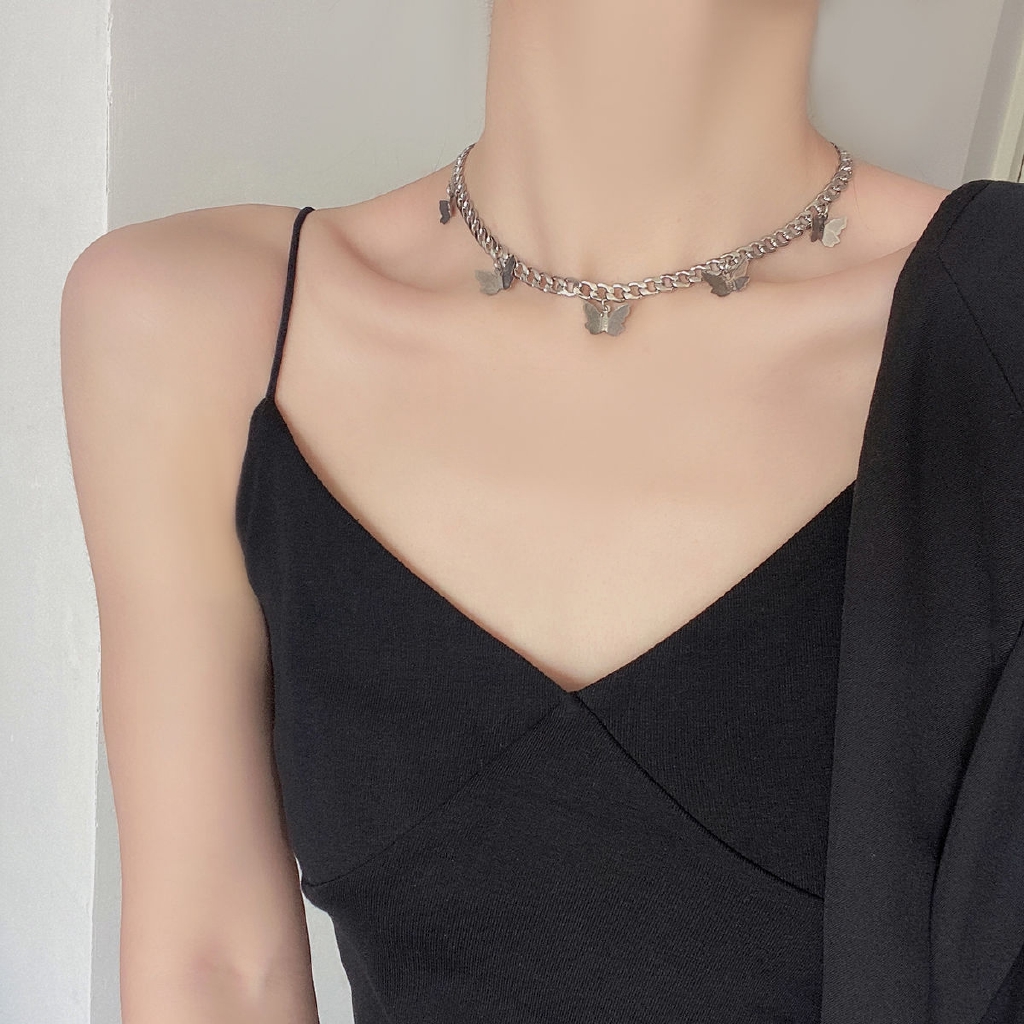 Dây Chuyền Thép Titan Mặt Hình Bướm Xinh Xắn Thời Trang Đường Phố