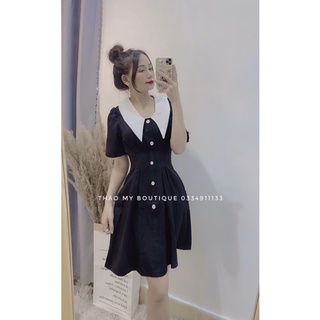 Váy cổ bèo trắng