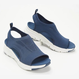 2021 summer new cross-border sandals women's mesh cloth thick-soled soft-soled casual sports women's shoes flat-soled fly-knit Fishmouth shoes women's 5DU1