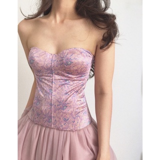 Áo corset hoạ tiết hồng 2hand