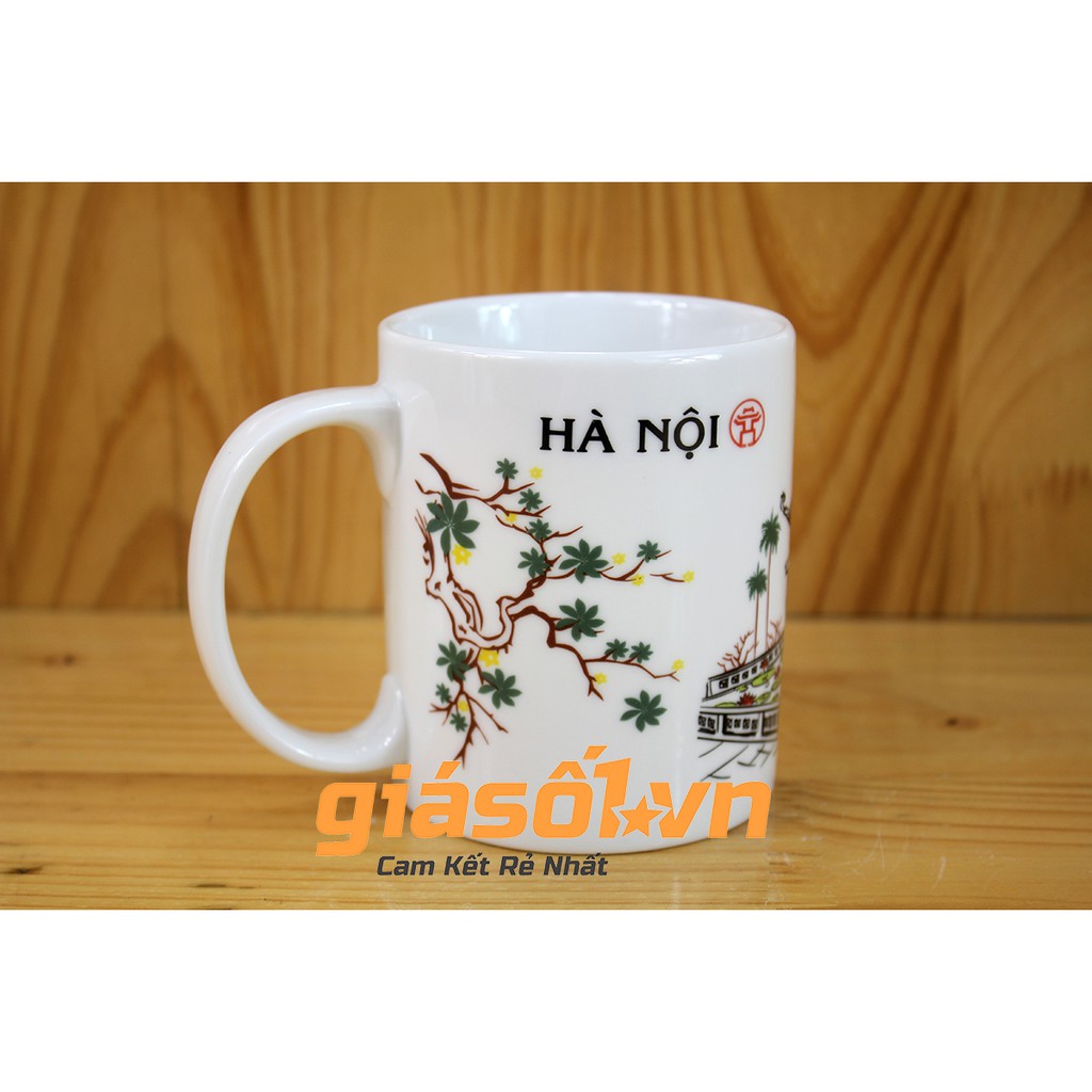 Cốc uống nước cảnh chùa một cột Hà Nội 350ml gốm sứ Bát tràng