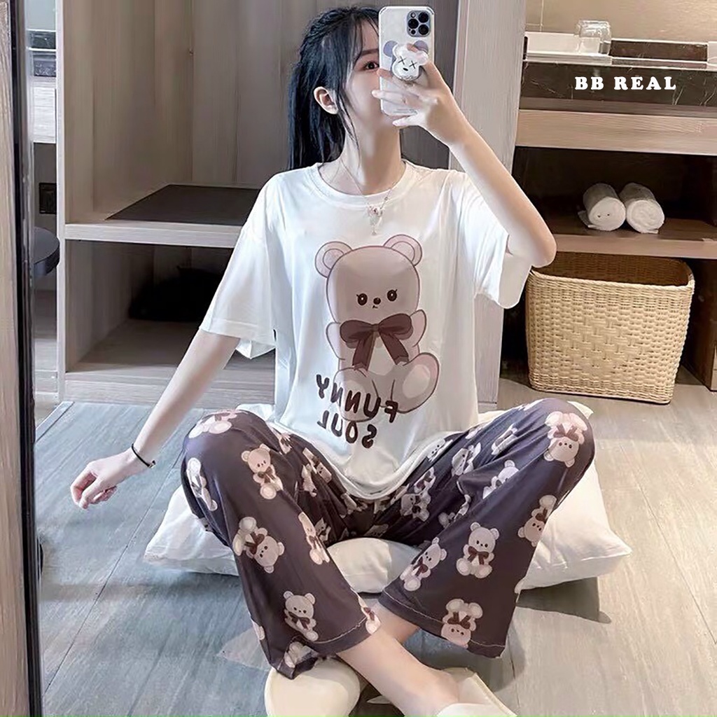 Đồ Bộ Mặc ở Nhà Bộ Đồ Ngủ Nữ Quần Dài Pijama Thun Lạnh Đẹp [CODE 29-32] Freesize Từ 45-55Kg - BB REAL | BigBuy360 - bigbuy360.vn