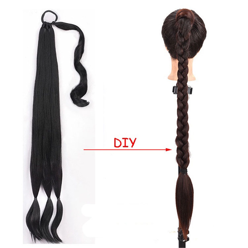 Y2K 80CM European and American woman punkstyle hip-pop ponytail Twisted braided long wig Girl Dirty Braid wig 1PC