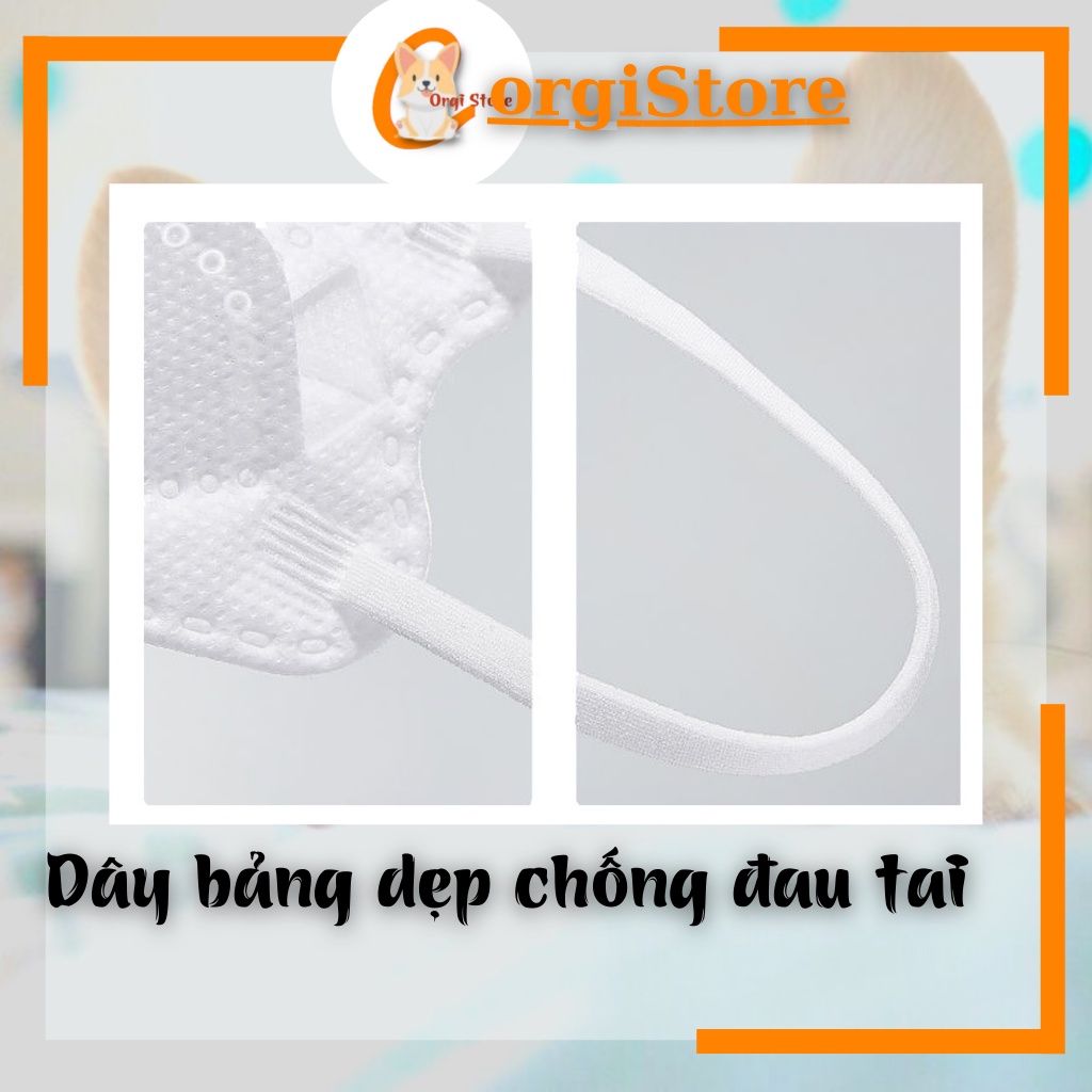 Combo 50 chiếc Khẩu Trang 4d KF94 Mask Hàn Quốc Mix Màu dây đeo chống đau tai - CorgiStore