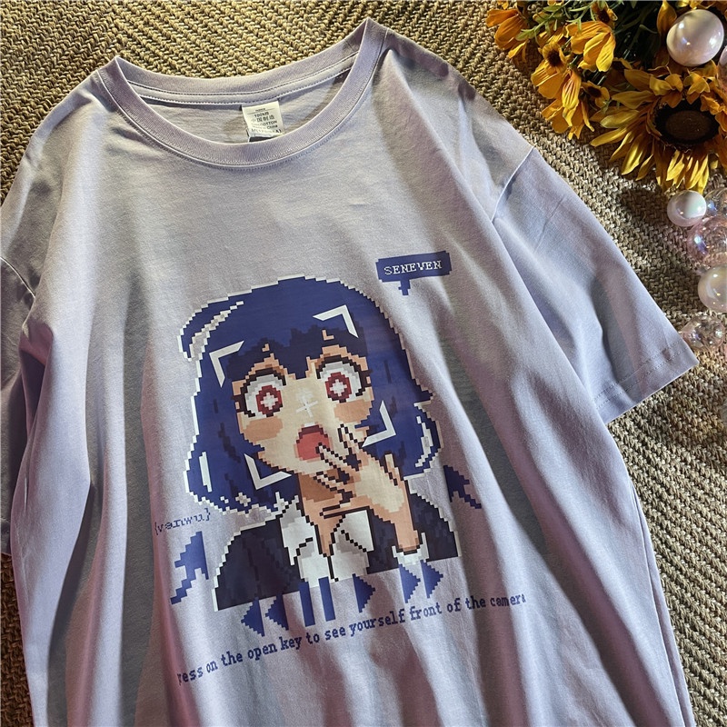 Áo Thun Nữ Tay Ngắn Cổ Tròn In Chữ Ami Kaji Phong Cách Vintage