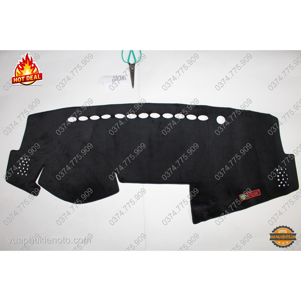 Thảm Taplo Vios 2005- 2007, 2008-2013, 2014-2017, 2019-2022 Chất Liệu Da Vân Carbon hoặc Nhung 3 Lớp Chống Trượt