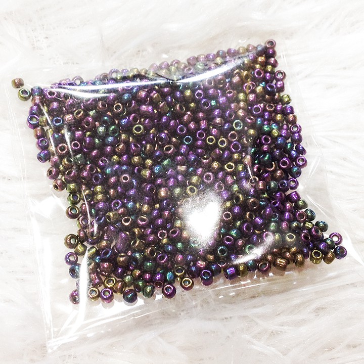 Hạt cườm kết áo nhiều màu tone tím 2mm trang trí váy đầm