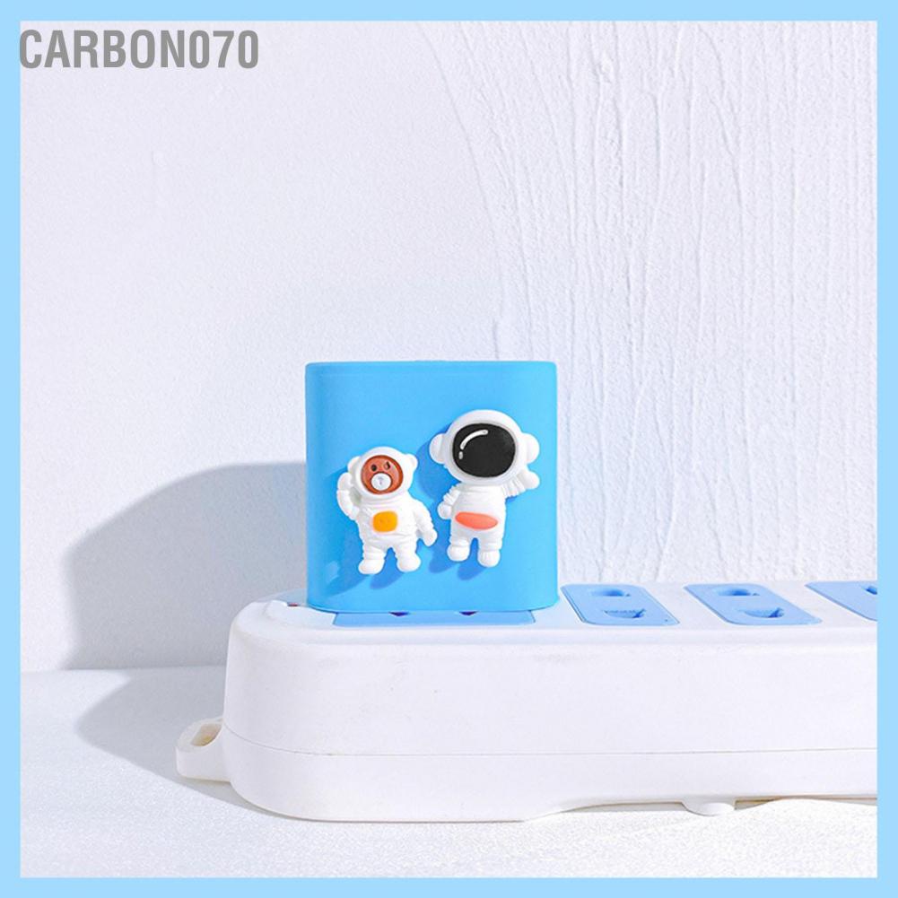 [Hàng HOT] Bộ phụ kiện bảo vệ cáp và củ sạc bằng silicon - Vỏ Ốp Bảo Vệ Bộ Sạc Phi hành gia dễ thương 18W 20W【Carbon070】