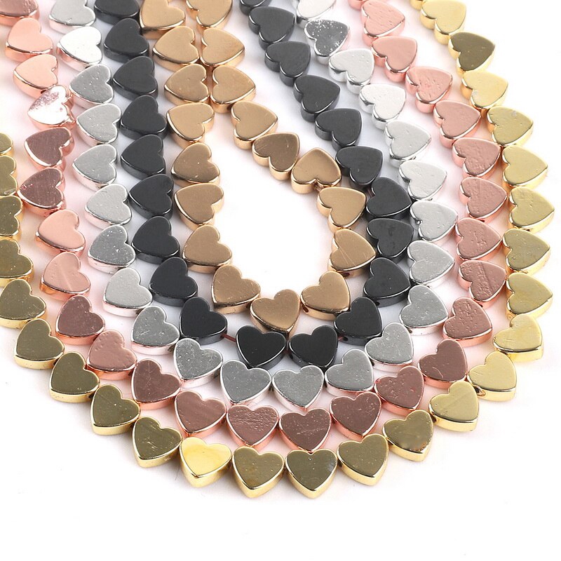 Chuỗi hạt đá hematite hình trái tim lỗ xỏ lớn dành cho làm trang sức thủ công