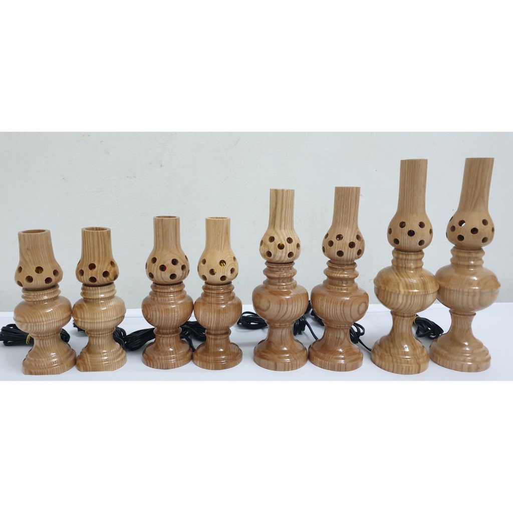 Đèn thờ gỗ " Sồi để bàn 17cm"