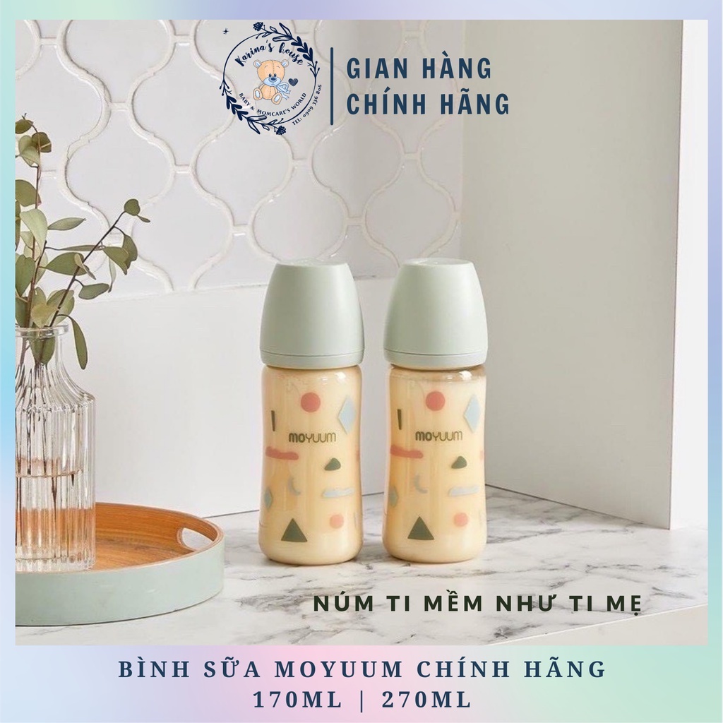 [Sẵn] [CHÍNH HÃNG] Bình Moyuum mây 170ml/270ml xinh xắn, núm ti mềm như ti mẹ