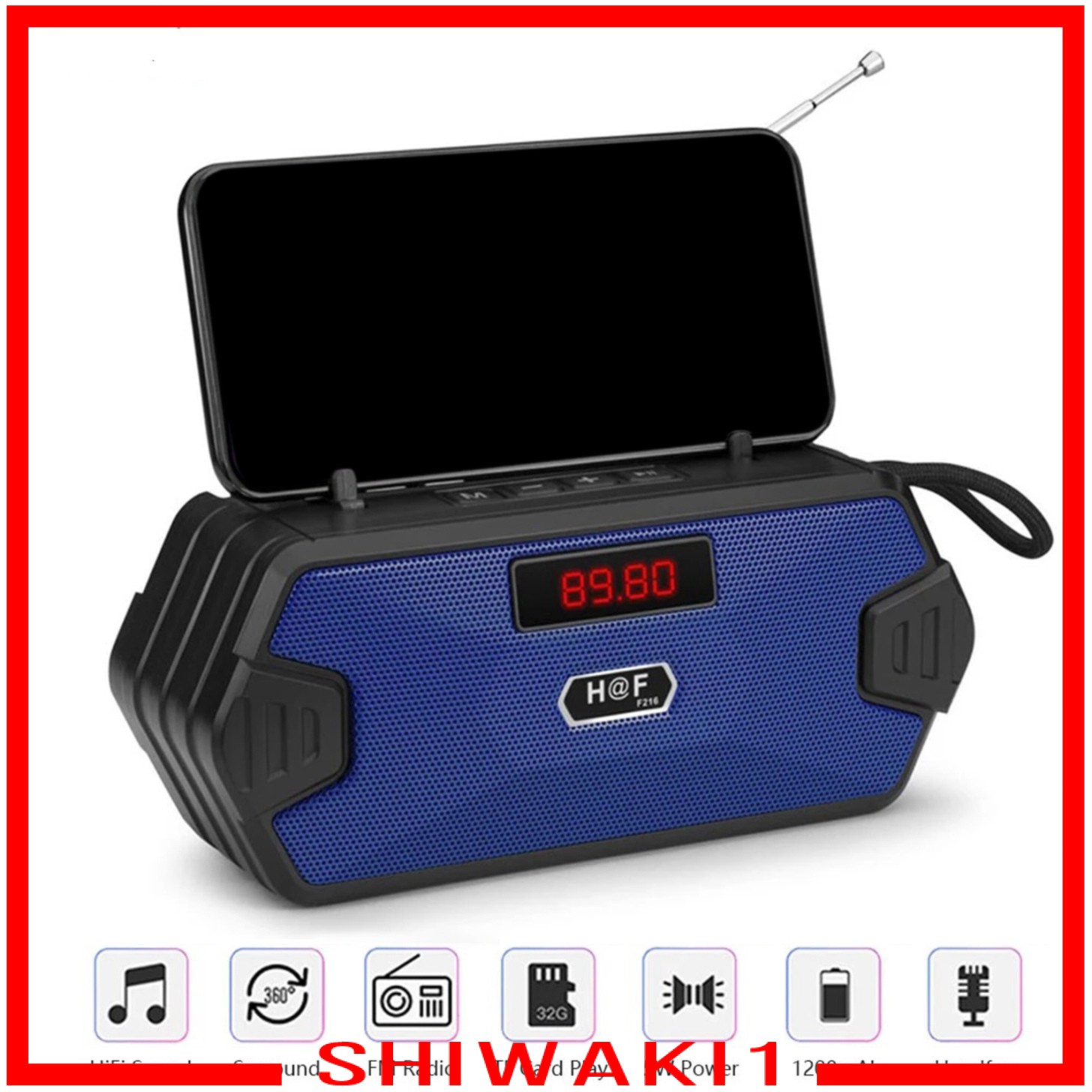 Loa Bluetooth Không Dây Shiwaki1 Tích Hợp Fm Radio Aux Tf Mp3 Và Phụ Kiện