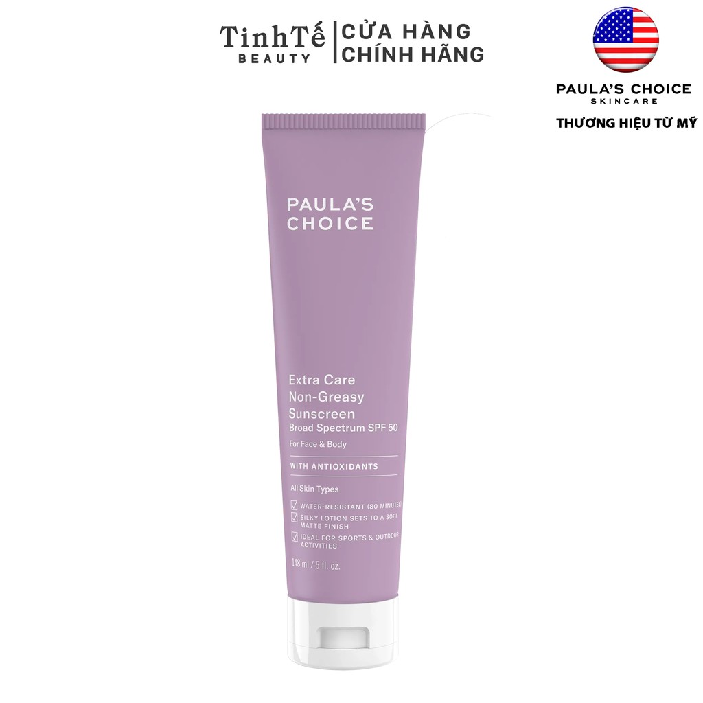 Kem chống nắng siêu chịu nước Paula's Choice Extra Care Non Greasy Sunscreen SPF50 148ml