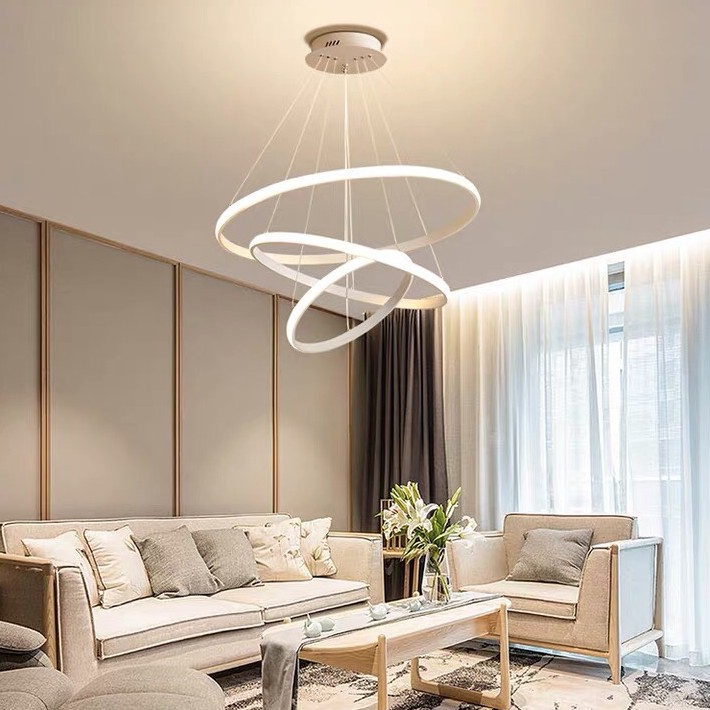 Đèn thả led trang trí  3 vòng 3 chế độ ánh sáng, trang trí phòng khách cực sang