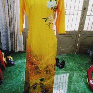 Bộ áo dài lụa 3d