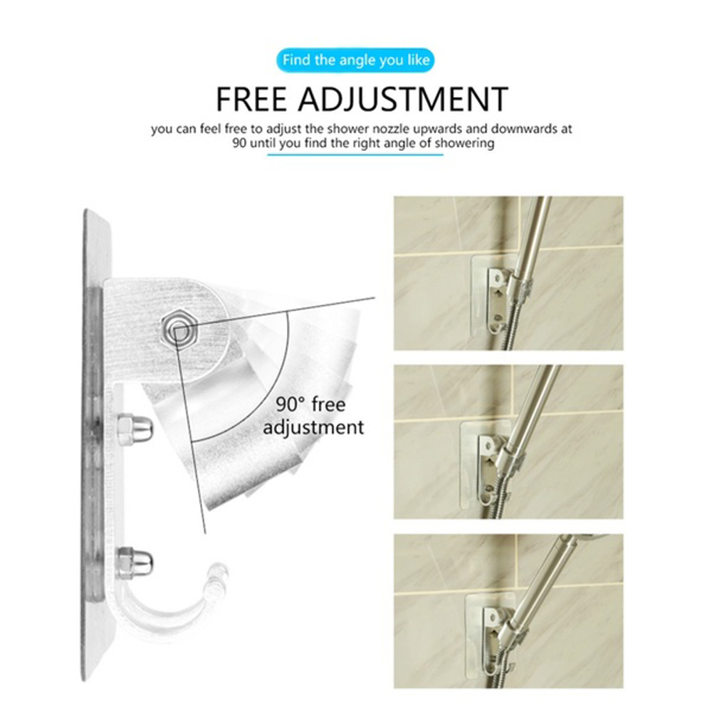 YEW Fitting Shower Head Bracket 90º Adjustable Stand Storage Rack Self-Adhesive Wall Mounted Holder No Punching Non-Trace Bathroom Accessories