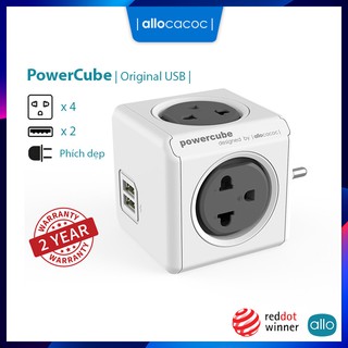 🔌Ổ Cắm Điện Thông Minh Đa Năng Allocacoc PowerCube Original USB, Chống Giật & Cháy, 4 Ổ Cắm 2 Sạc USB, Bảo Hành 2 Năm