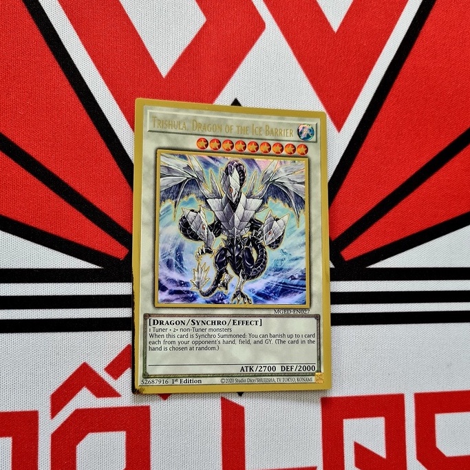 Thẻ Bài Yugioh Monster Trishula, Dragon of the Ice Barrier - MGED-EN027 - Premium Gold Rare 1st Edition
