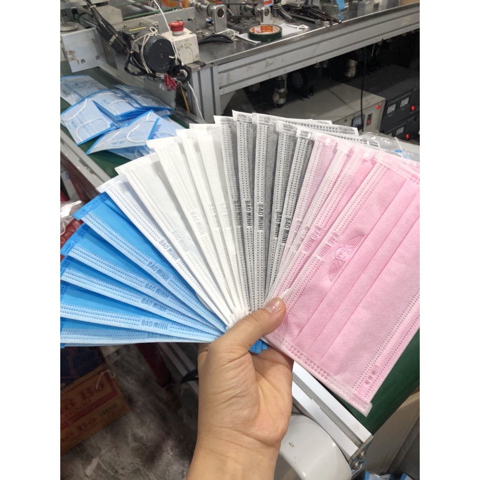 Hộp 50 chiếc Khẩu Trang Y Tế Bảo Minh Kháng Khuẩn Vải Định Lượng Cao Ngừa Bụi Tránh Vi Khuẩn