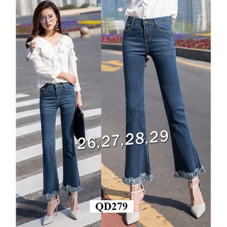 Quần Jean Ống Loe 💕FREESHIP💕 Quần jean 9 tắc ống loe lai tua xinh xắn QD279