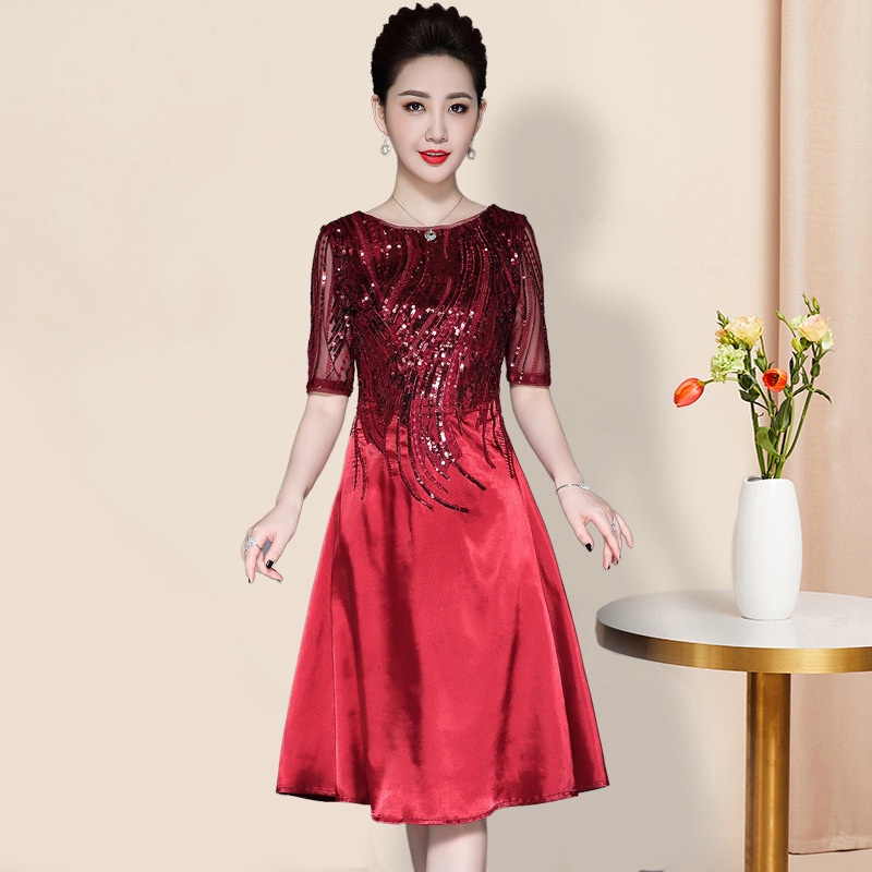 Đầm Cưới Thêu Họa Tiết Đính Kim Sa Thời Trang Cho Phụ Nữ Trung Niên Cỡ Lớn 2022