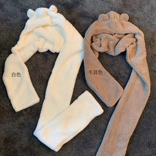 Khăn choàng cổ phối tai gấu dễ thương ấm áp