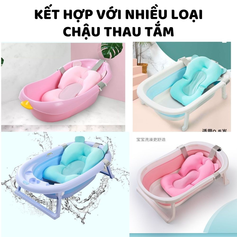 Lưới tắm cho bé phao nằm tắm cho trẻ sơ sinh xốp lưới vải chống trơn trượt đặt vào chậu tắm đỡ lưng đầu an toàn