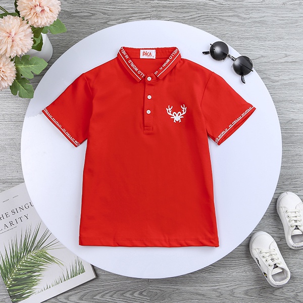 Áo Polo bé trai  -Pika kids- Áo có cổ  bé trai  chất liệu cotton in hình dễ thương - Quần áo trẻ em từ 22-40kg