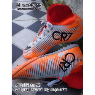 [FREESHIP 99K][ RẺ VÔ ĐỊCH ] Giầy đá bóng CR7 cao cổ màu cam ( giầy bóng đá cổ chun đế TF ) Bao giá tốt