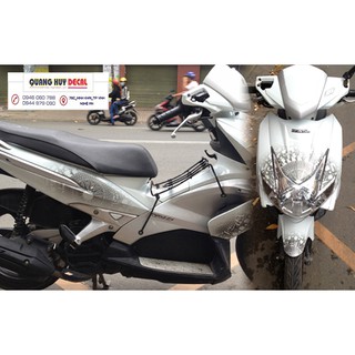 Tem trùm air blade trắng đen hoa văn trống đồng đời 2007-2010, độ team trùm ab dán phủ dàn áo xe đen trắng rẻ đẹp