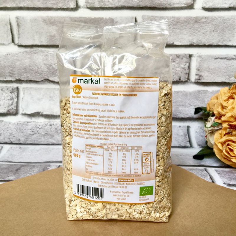 Yến mạch hữu cơ cán mỏng MARKAL  gói 500g.