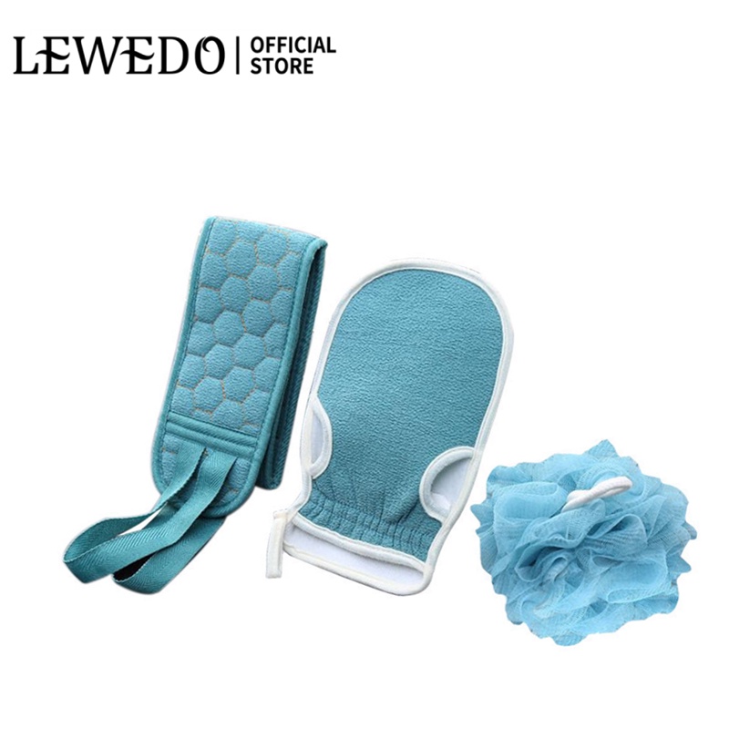 Bộ 3 món LEWEDO gồm găng tay bông tắm dụng cụ chà lưng loại bỏ tế bào chết