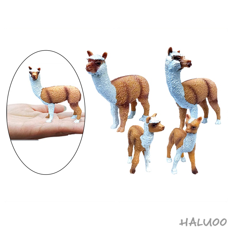 Farm Zoo Animals Figures Toys Realistic Wild Zoo Animals Alpaca Figurines PVC Animals Playset with Alpaca Mom, Alpaca Daddy and Alpaca babies Set of 4