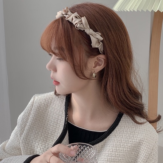 Cài tóc vải satin thắt nơ thời trang vintage thanh lịch