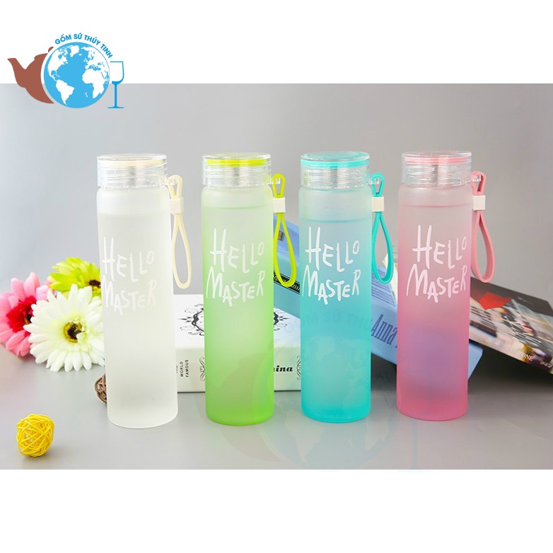 Bình nước thủy tinh Hello Master 480ml