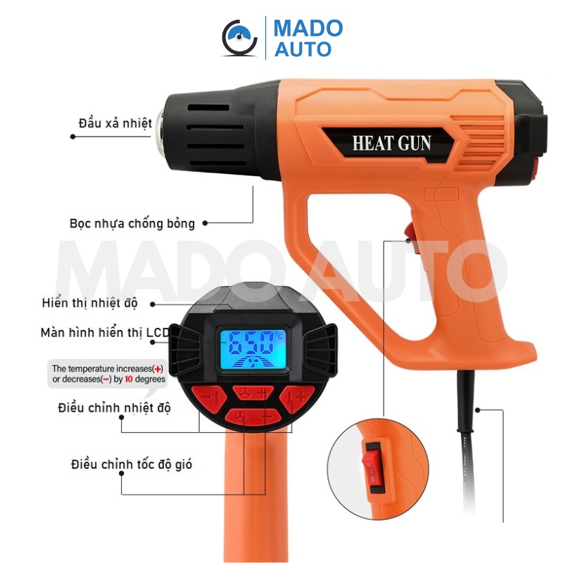 Máy sấy Film cách nhiệt có đầu chống nóng 2000w 650 độ MADO AUTO FM28
